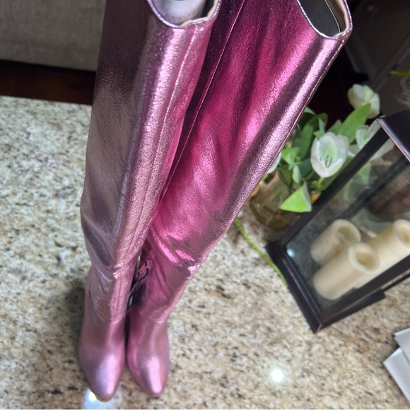 Brian Atwood x Express Metallic Over The Knee Heeled Boots 8.5 - Picture 6 of 15